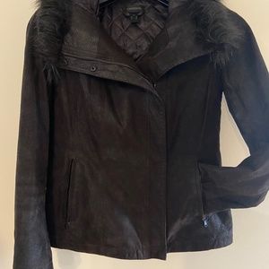 Brown suede hooded jacket